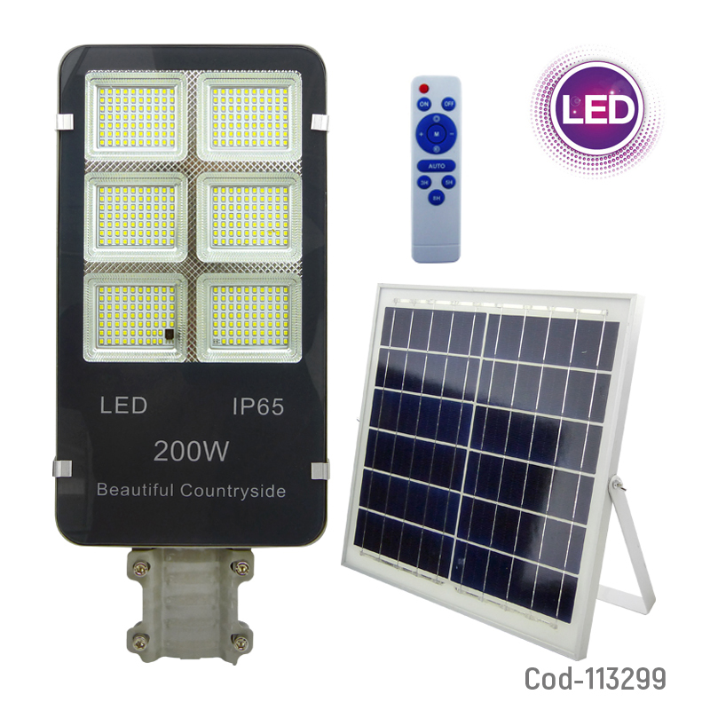 medianoche heroína segunda mano Kolm | Foco Solar Kit 200 LED, 200W, Con Poste Y Control Remoto.