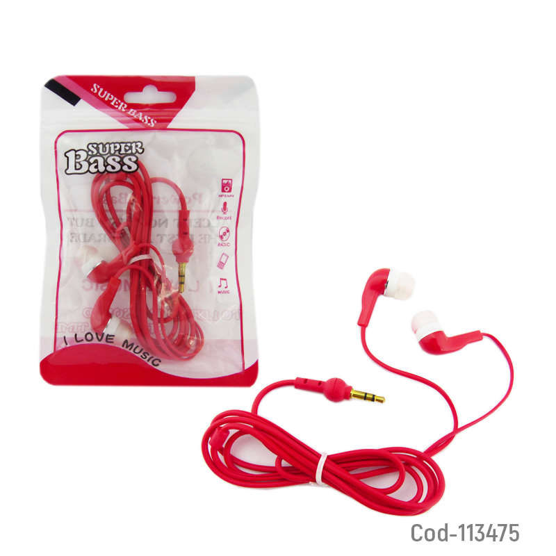 Audifonos Manos Libres Super Bass In Ear Stereo Alambricos/e Color Blanco