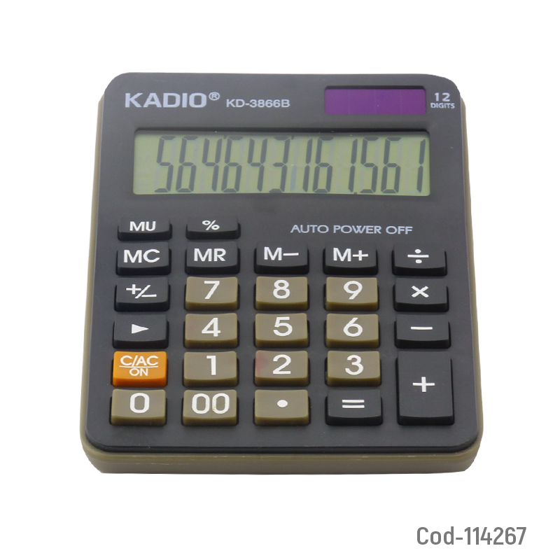 Kolm | Calculadora KADIO 12 Digitos, Mod.KD-3866B, Mediana. En Caja.