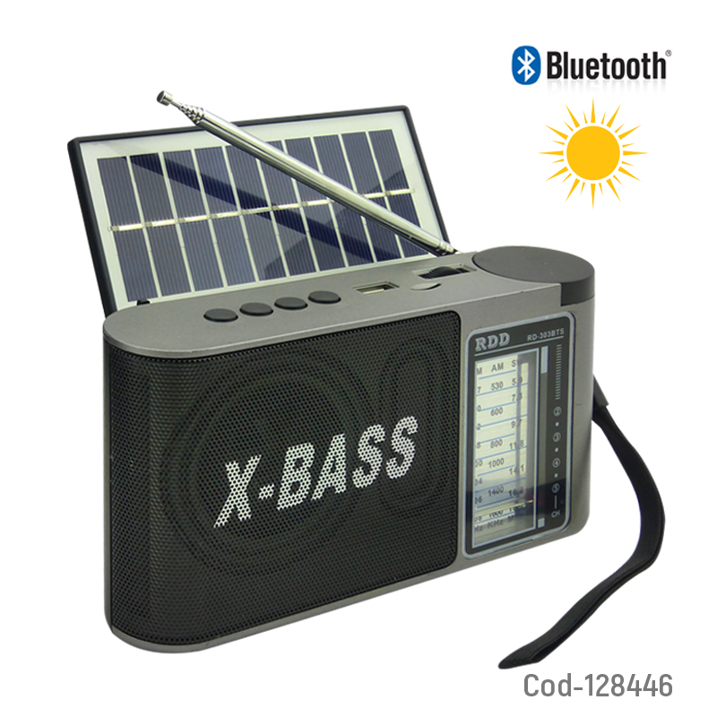Kolm  Radio Solar Bluetooth Recargable Con FM/AM/SW/USB/TF/AUX