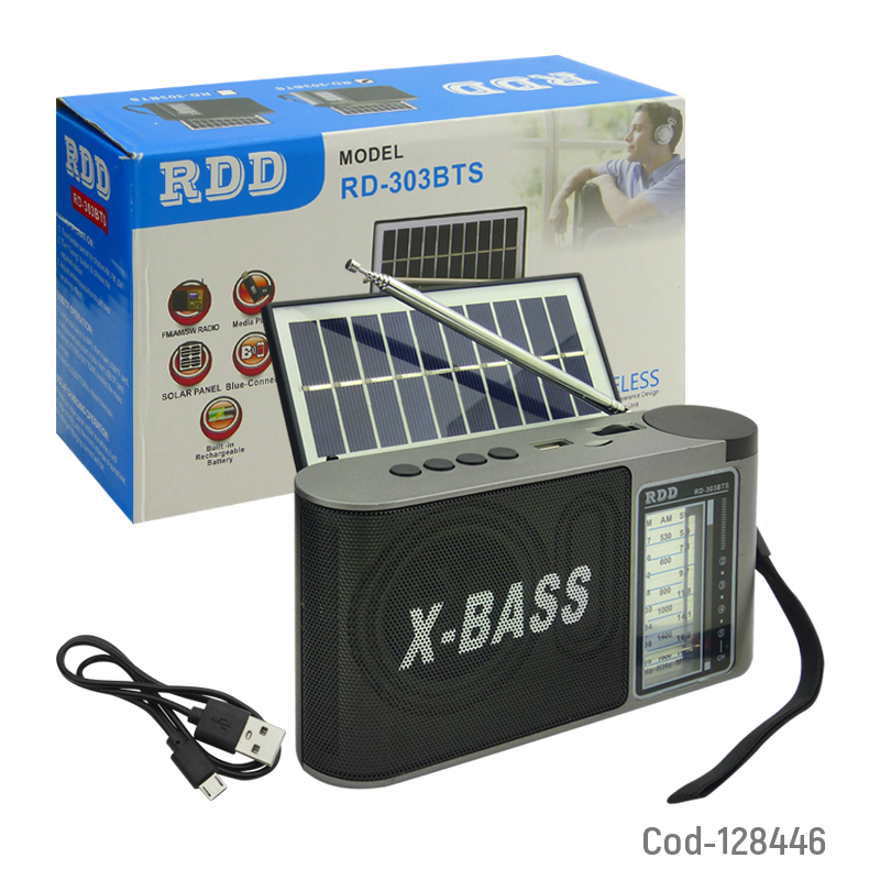 Kolm  Radio Solar Bluetooth Recargable Con FM/AM/SW/USB/TF/AUX