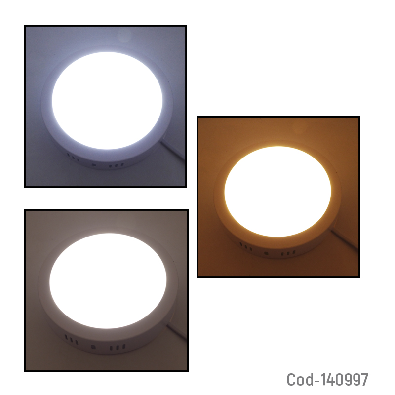 Kolm  Foco LED Panel De 18 Watt Sobrepuesto, 3 En 1 Redondo.