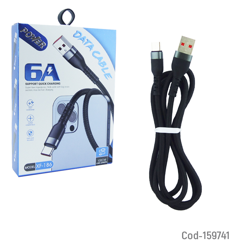 Kolm | Cable USB A Type-C Modelo XF-186, 6 Amp, Carga Rapida